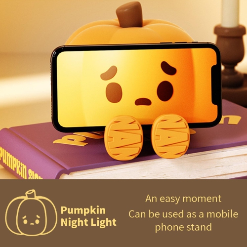 Pumpkin Night Light,LED Squishy Funny Pumpkin Lamp, Dimmable Silicone Light Up Nursery Nightlight, Rechargeable Cute Bedside Night Touch Lamp for