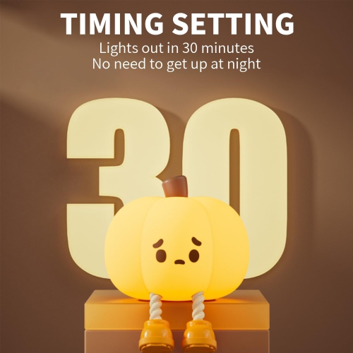 Pumpkin Night Light,LED Squishy Funny Pumpkin Lamp, Dimmable Silicone Light Up Nursery Nightlight, Rechargeable Cute Bedside Night Touch Lamp for