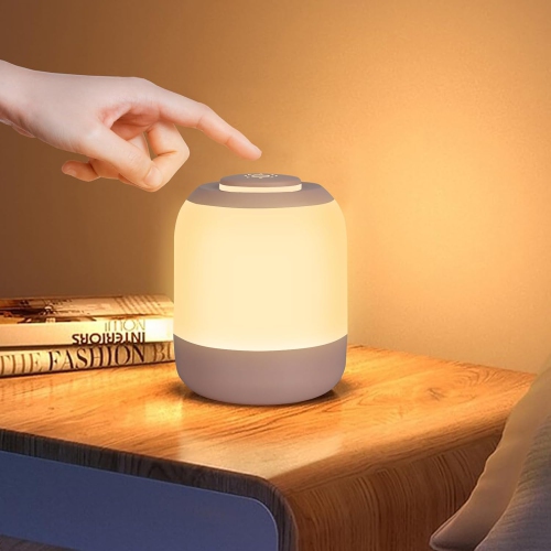 Image 1 de 7.. Baby Night Light for Kids, LED Touch Lamp, Stepless Dimming Nursery Lamp with 3 Colors, Breastfeeding, Diaper Change, Sleep Aid, USB Rechargeable