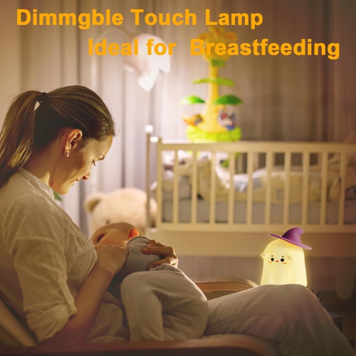 Night Light, Squishy Cute Dimmable Silicone Light Up Nursery Nightlight, USB Rechargeable Cute Bedroom Halloween Decor Bedside Touch Night Lamp for