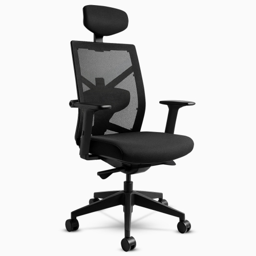 Desky Elite Ergonomic Chair With Headrest – Mesh Back, Sync-Tilt, Adjustable Arms – White