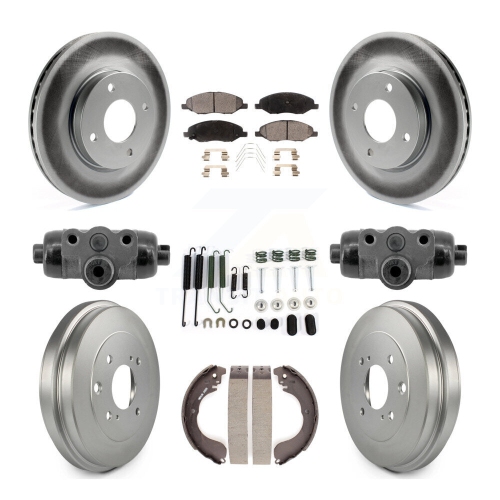 TRANSIT AUTO  Front Rear Coat Brake Rotor Semi-Metallic Pad Drum Kit (9PC) for Nissan Versa 4-Wheel Abs Kgf-103348