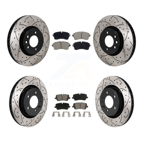 Front Rear Drilled Slot Disc Brake Rotor & Ceramic Pad Kit For Land Rover Discovery Range KDC-101213