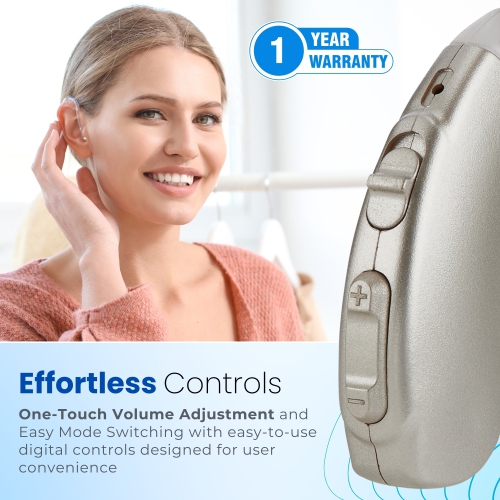 Premium Rechargeable Hearing Aids for Seniors - Behind-the-Ear Hearing Amplifier PSAP Design w/ Noise Cancellation, Personal Sound Amplification