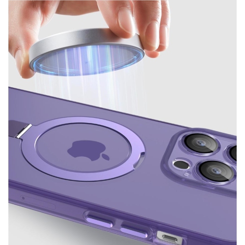 TopSave Magnetic Ring Stand [Compatible with Magsafe]Translucent Back Slim Phone Case For iPhone 16 Plus 6.7", Pink