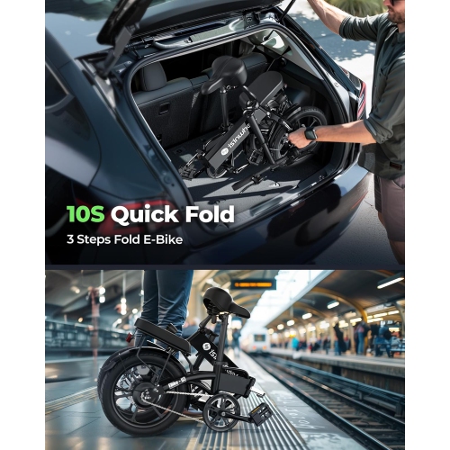 isinwheel U3 Foldable Adults Electric Bike - Black