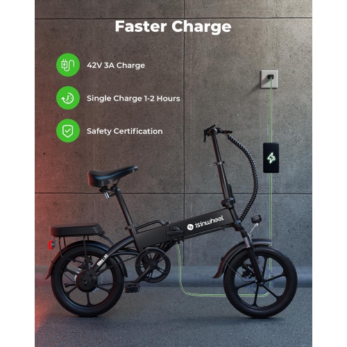 isinwheel U3 Foldable Adults Electric Bike - Black