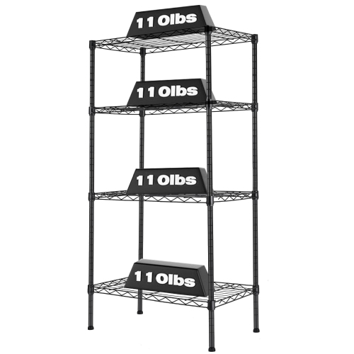 4 Tier Steel Storage Shelving Unit, Garage Tool Storage Rack, 23.6"W x 13.7"D x 47"H Adjustable Wire Organizer Shelf for Garage Kitchen Pantry Office