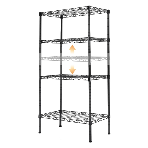 4 Tier Steel Storage Shelving Unit, Garage Tool Storage Rack, 23.6"W x 13.7"D x 47"H Adjustable Wire Organizer Shelf for Garage Kitchen Pantry Office