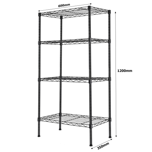 4 Tier Steel Storage Shelving Unit, Garage Tool Storage Rack, 23.6"W x 13.7"D x 47"H Adjustable Wire Organizer Shelf for Garage Kitchen Pantry Office
