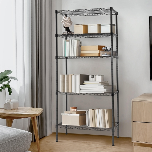 5-Tier Wire Shelving Unit, Metal Adjustable Garage Tool Standing Storage Shelves Rack, 23.62"L x 13.78"W x 59"H