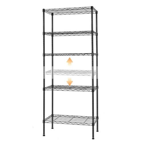 5-Tier Wire Shelving Unit, Metal Adjustable Garage Tool Standing Storage Shelves Rack, 23.62"L x 13.78"W x 59"H