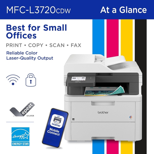 Open Box - Brother MFC-L3720CDW Wireless Digital Colour All-in-One Printer with Copy, Scan and Fax, Duplex and Mobile Printing