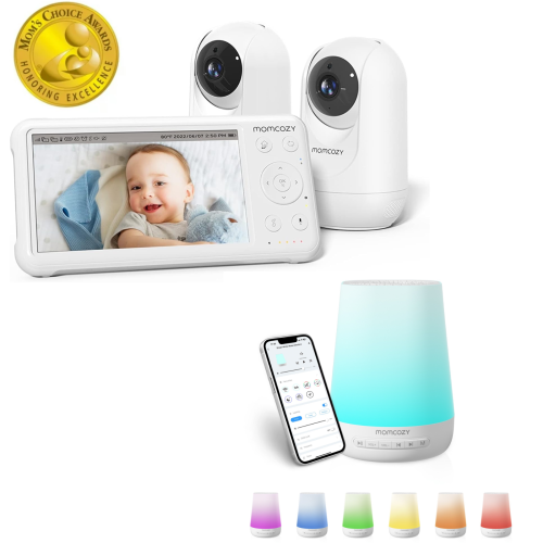 BBM01WN002  Momcozy 5’’ 1080P Split Screen Video Baby Monitor & Momcozy Baby Sound Machine \w Night Light, Toddler Sleep Trainer 34 Soothing Sleep
