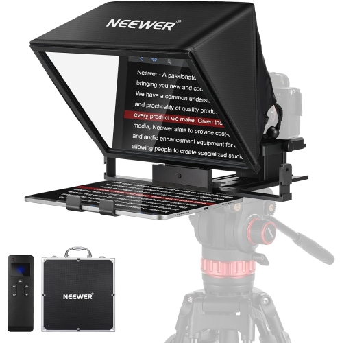 Refurbished - NEEWER Teleprompter X14 II with RT113 Remote & App Control, 14" Beamsplitter, Vertical Adjustable Snap in QR Plate