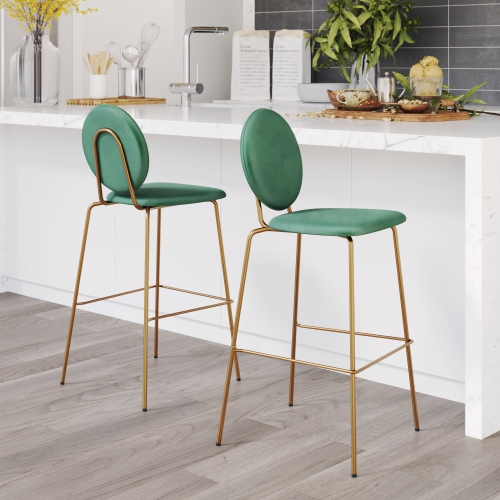 Odessa Barstool Green & Gold