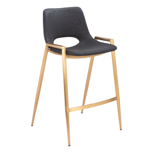 RUG BRANCH  Desi Counter Stool (Set Of 2) & Gold In Black