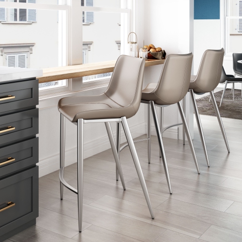 Magnus Counter Stool Brown & Silver