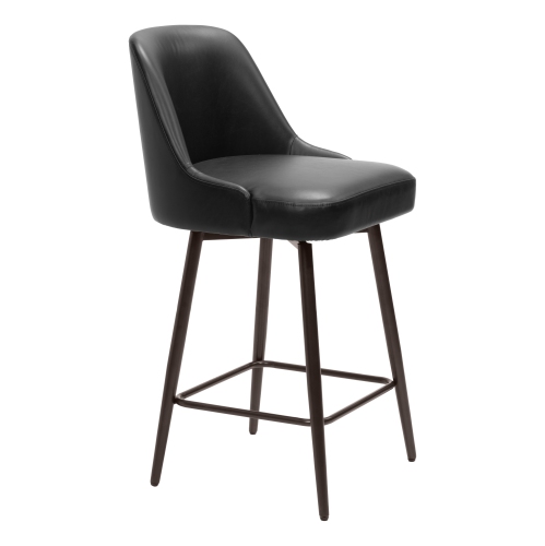 Tabouret de comptoir pivotant Keppel, noir et bronze