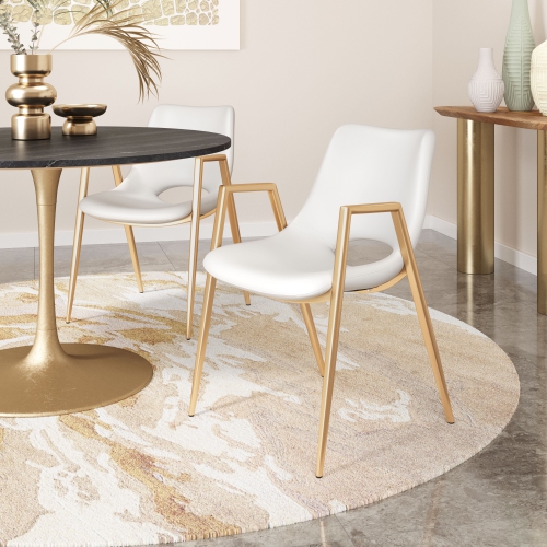 Desi Dining Chair White & Gold