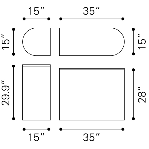 Ormara Console Table Set White & Black