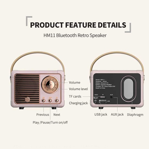 Retro BT 5.0 Speaker, HiFi Stereo Low Power Consumption Speaker, 360 Degree Stereo HiFi Sound Vintage Speaker with a Fast Transmission Speed, for