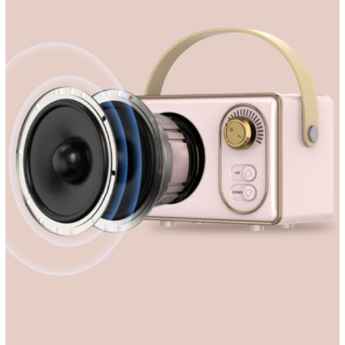 5.0 Retro 5W Portable Speaker, Old Vintage Mini Bluetooth Wireless Speaker with Strong Bass 500mAh Rechargeable Battery up to 6H, Camping, Party, Via