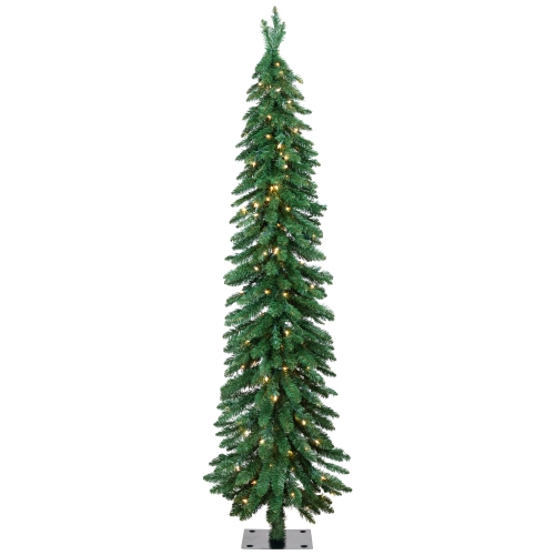 Pre-Lit Pencil Alpine Artificial Christmas Tree - 5' - Clear Lights