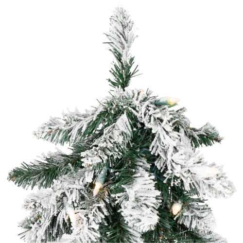 Pre-Lit Pencil Flocked Alpine Artificial Christmas Tree - 5' - Clear Lights