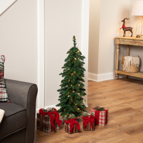 NORTHLIGHT  Pre-Lit Pencil Alpine Artificial Christmas Tree - 3' - Clear Lights