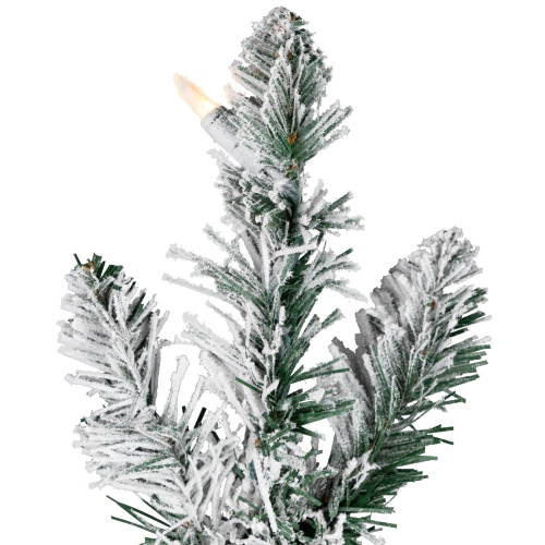 Pre-Lit Pencil Flocked Alpine Artificial Christmas Tree - 4' - Clear Lights