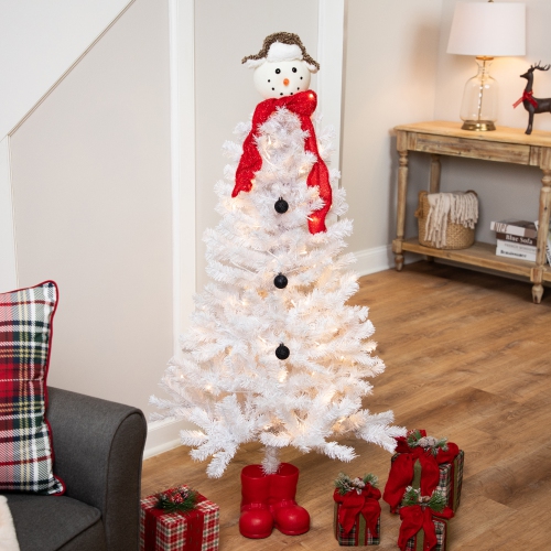 NORTHLIGHT  Pre-Lit Snowman Medium Artificial Christmas Tree - 4' - Clear Lights
