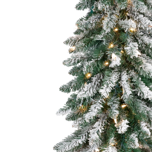 Pre-Lit Pencil Flocked Alpine Artificial Christmas Tree - 6' - Clear Lights
