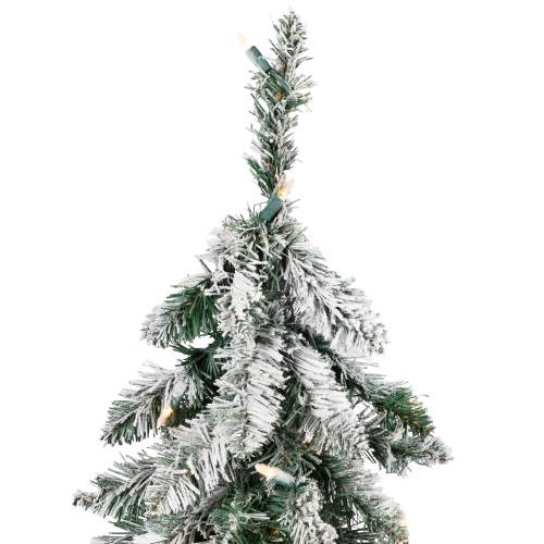 Pre-Lit Pencil Flocked Alpine Artificial Christmas Tree - 6' - Clear Lights