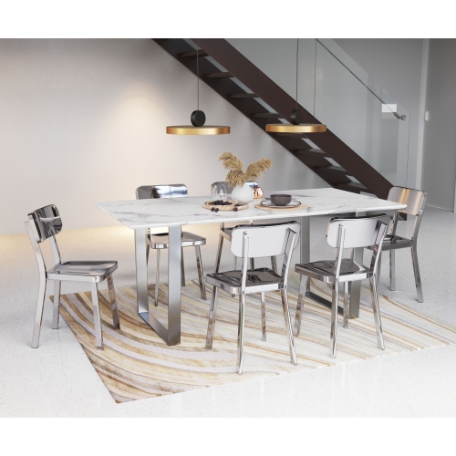 Atlas Dining Table White & Silver