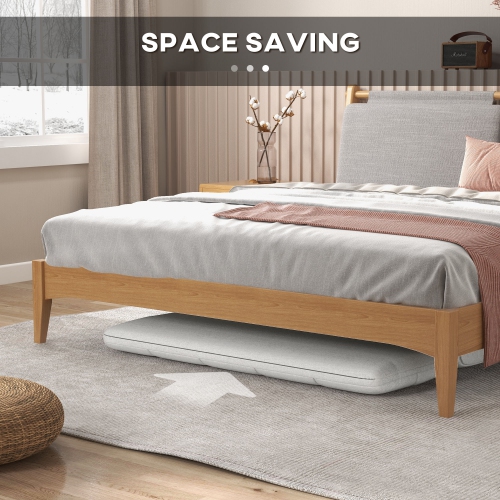 HOMCOM 51" Folding Floor Sofa, Foldable 2-Seater Lazy Sofa Sleeper Bed, Adjustable Linen Floor Couch with 9-position Backrest, 2 Pillows and Wide