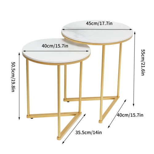 Circular Nesting Table:Set of 2 Chic Nesting Accent End Table Glossy High Nesting Sofa Side Table for Living Room Office Display