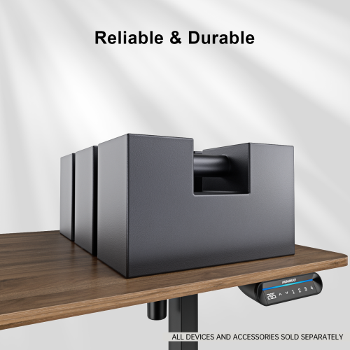 Bureau debout électrique à hauteur réglable de 140 x 60 cm, noyer de Huanuo. Idéal pour un poste de travail informatique à la maison ou au