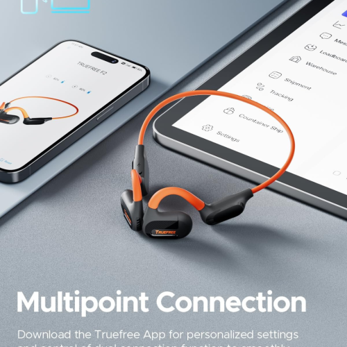 truefree F2 Open-Ear Headphones, Air Conduction Bluetooth 5.3 Wireless Headset for Sports, Four Microphones Clear Calls, 15 Hours of Playtime, 16.2mm