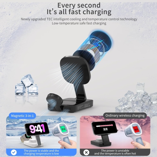 3 in 1 Foldable Charging Station for Apple Products,Mag-Safe Charger Wireless Charger Stand