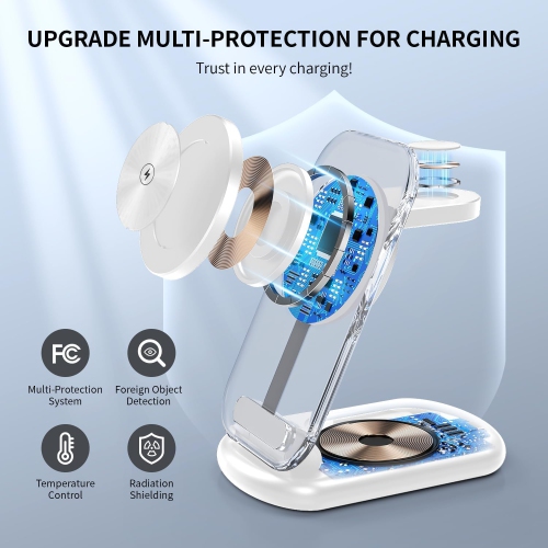 2024 support de chargement magnétique sans fil Mag-Safe, chargeur rapide 3-en-1 avec lampe pour iPhone 16 15 14 13 12 Pro Max Plus, tapis de recharge