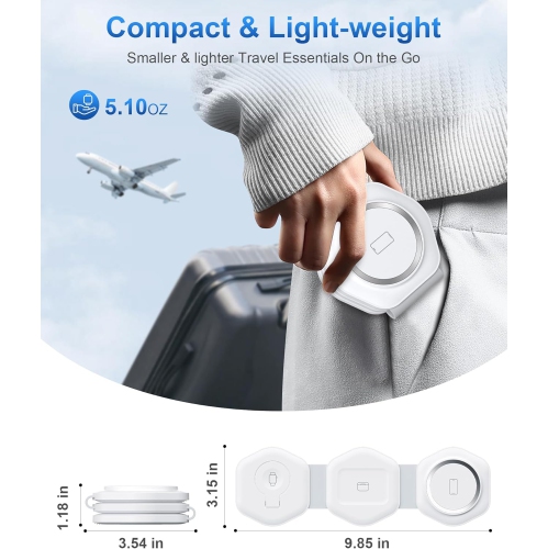 3 in 1 Charging Station for Apple Devices - Foldable Magnetic Wireless Travel Charger Multiple Devices - Travel Charging Pad