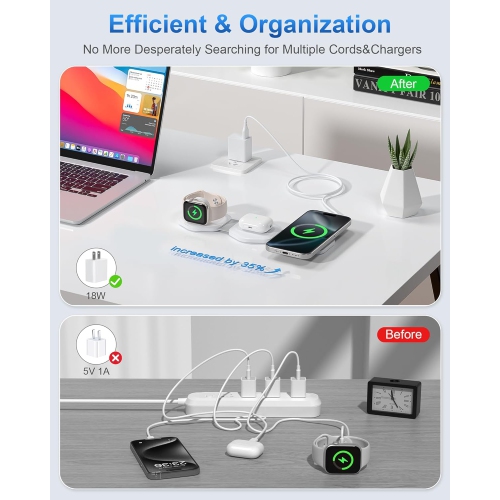 3 in 1 Charging Station for Apple Devices - Foldable Magnetic Wireless Travel Charger Multiple Devices - Travel Charging Pad