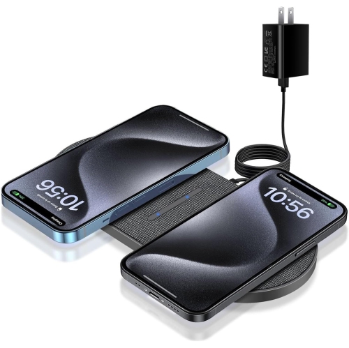 Dual 20W Wireless Charging Pad 2 in 1 Fast Wireless Charger Mat for iPhone 11/12/13/14/15/16 Pro Max/Mini/XS/8 Plus, Airpods 3/2/Pro, for Samsung