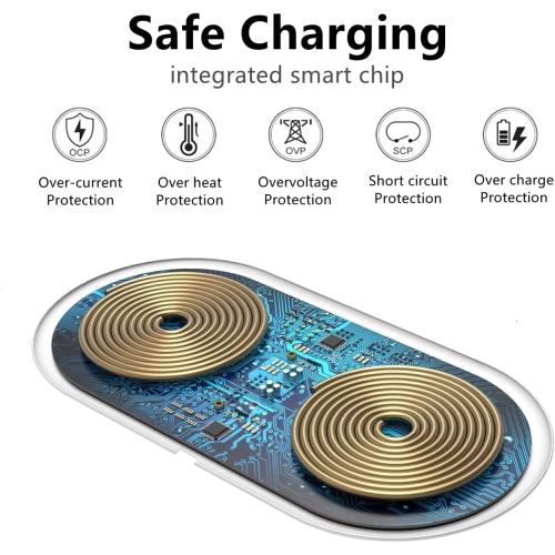 Dual 20W Wireless Charging Pad 2 in 1 Fast Wireless Charger Mat for iPhone 11/12/13/14/15/16 Pro Max/Mini/XS/8 Plus, Airpods 3/2/Pro, for Samsung