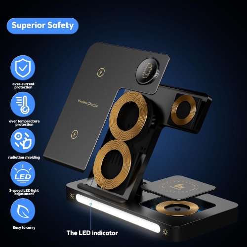 Wireless Charger, 3 in 1 Charging Station Apple, 18W Fast Wireless Charger Stand Compatible with iPhone 15/14/13/12/11/Pro/SE/XS/XR/8 Plus