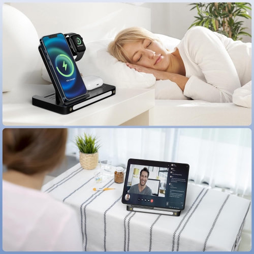 Wireless Charger, 3 in 1 Charging Station Apple, 18W Fast Wireless Charger Stand Compatible with iPhone 15/14/13/12/11/Pro/SE/XS/XR/8 Plus