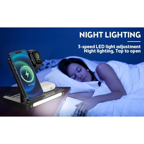 Wireless Charger, 3 in 1 Charging Station Apple, 18W Fast Wireless Charger Stand Compatible with iPhone 15/14/13/12/11/Pro/SE/XS/XR/8 Plus