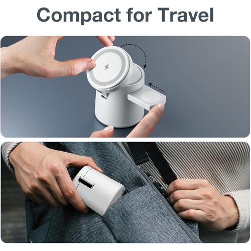 2025 Upgrade 3 in 1 Charging Station for Apple MagSafe Charger, Adjustable Portable Wireless Charging Stand, Fast Wireless Charger Dock