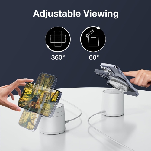 2025 Upgrade 3 in 1 Charging Station for Apple MagSafe Charger, Adjustable Portable Wireless Charging Stand, Fast Wireless Charger Dock